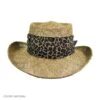 Scala Twisted Seagrass Gambler Hat With Leopard Scarf -Novel Accessories 10487