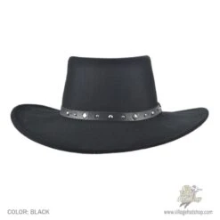 Stetson Black Hawk Crushable Wool Felt Gambler Cowboy Hat - Black -Novel Accessories 10958