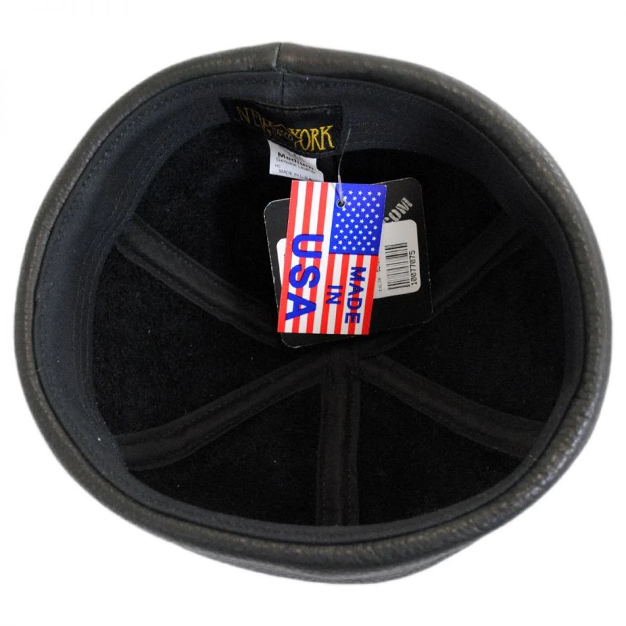 Six Panel Leather Skull Cap Beanie Hat 4 Six Panel Leather Skull Cap Beanie Hat - Image 2