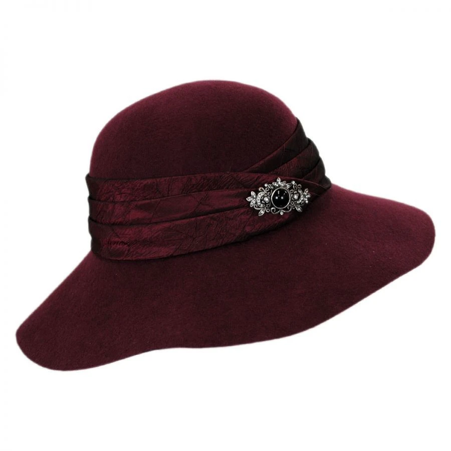 Satin Brooch Wool Felt Floppy Hat 4 Satin Brooch Wool Felt Floppy Hat - Image 2