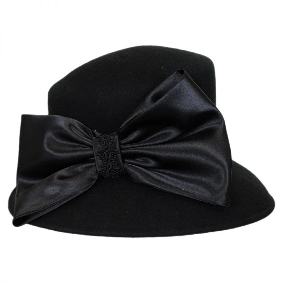 Satin Bow Slant Wool Felt Downbrim Hat 4 Satin Bow Slant Wool Felt Downbrim Hat - Image 2