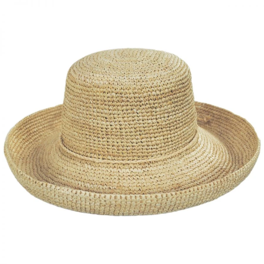 Scala Crocheted Raffia Straw Boater Hat - Petite 3 Scala Crocheted Raffia Straw Boater Hat - Petite
