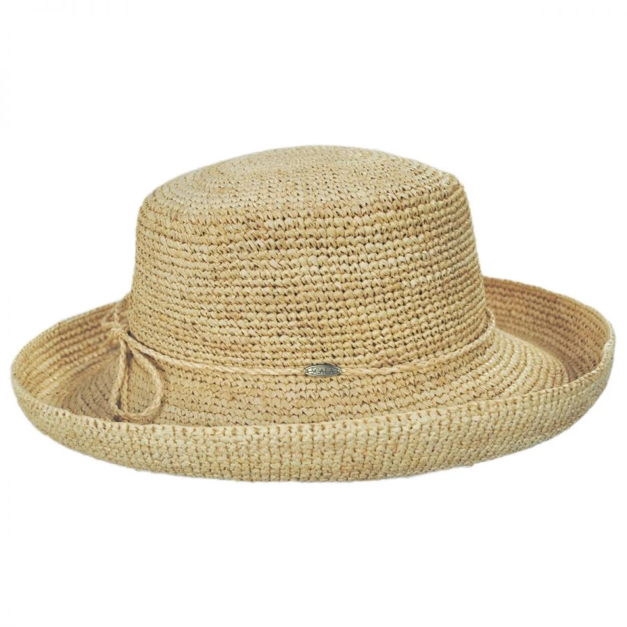 Scala Crocheted Raffia Straw Boater Hat - Petite 4 Scala Crocheted Raffia Straw Boater Hat - Petite - Image 2