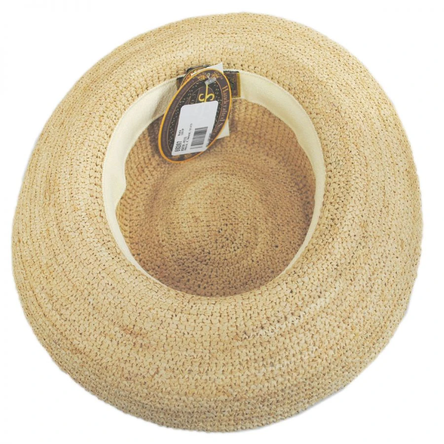 Scala Crocheted Raffia Straw Boater Hat - Petite 5 Scala Crocheted Raffia Straw Boater Hat - Petite - Image 3