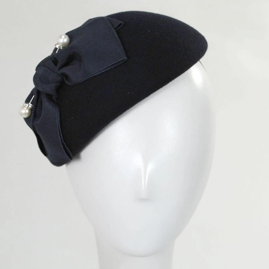 Wool Felt Ribbon Bow Accent Beret - Made To Order 3 Wool Felt Ribbon Bow Accent Beret - Made To Order