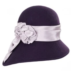Bengaline Band Wool Felt Asymmetrical Cloche Hat - Made To Order