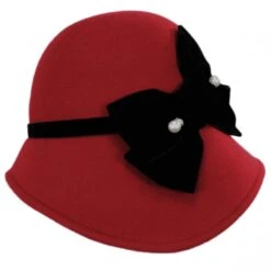 Velvet Band Wool Felt Asymmetrical Cloche Hat - Made To Order -Novel Accessories 347027