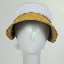Scala Elena Chiffon Toyo Straw Visor -Novel Accessories 360233