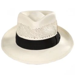 Vented Crown Panama Straw Fedora Hat