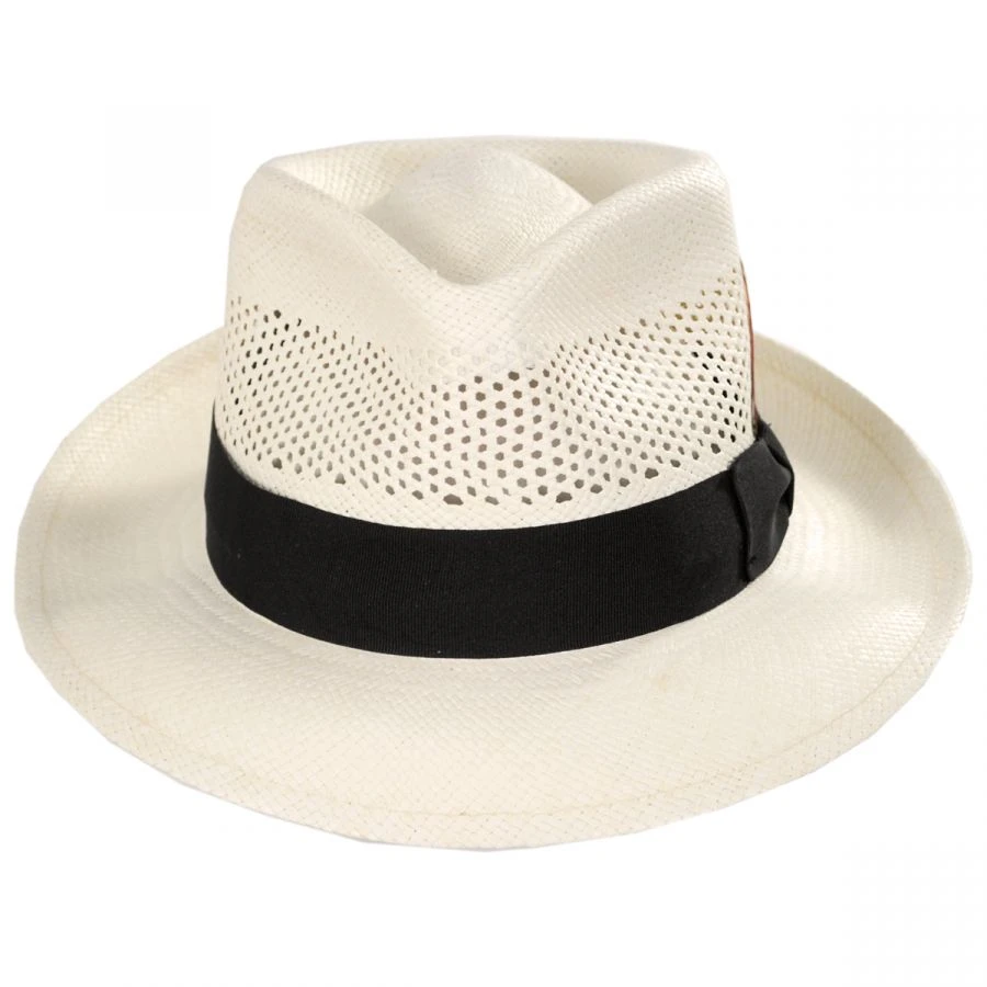 Vented Crown Panama Straw Fedora Hat 3 Vented Crown Panama Straw Fedora Hat