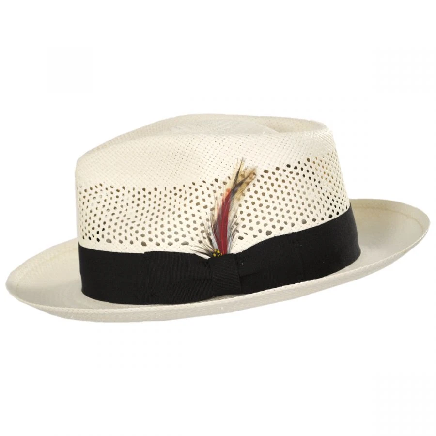 Vented Crown Panama Straw Fedora Hat 4 Vented Crown Panama Straw Fedora Hat - Image 2