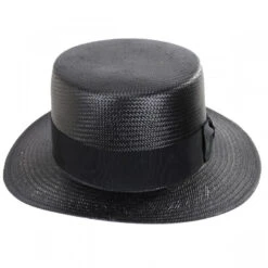 Stetson Keeneland Shantung Straw Skimmer Hat - Black