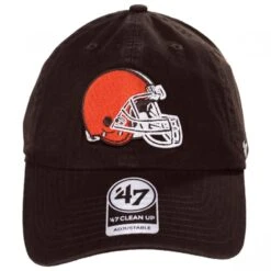 '47 BRAND Cleveland Browns NFL Clean Up Strapback Baseball Cap Dad Hat - Brown