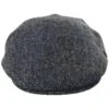 Harris Tweed Overcheck Herringbone Wool Ivy Cap - Charcoal