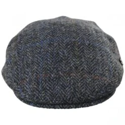 Harris Tweed Overcheck Herringbone Wool Ivy Cap - Charcoal