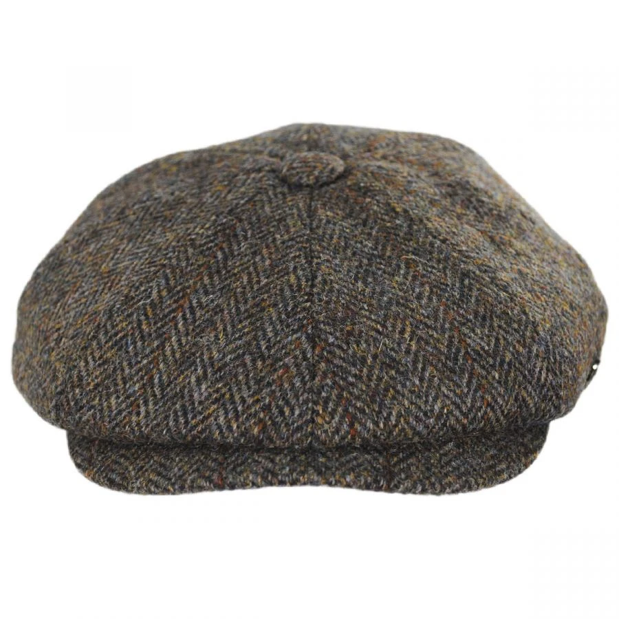 Harris Tweed Overcheck Herringbone Wool Newsboy Cap - Taupe 3 Harris Tweed Overcheck Herringbone Wool Newsboy Cap - Taupe