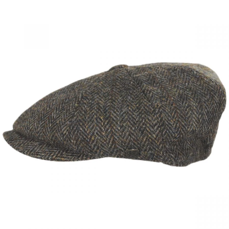 Harris Tweed Overcheck Herringbone Wool Newsboy Cap - Taupe 4 Harris Tweed Overcheck Herringbone Wool Newsboy Cap - Taupe - Image 2