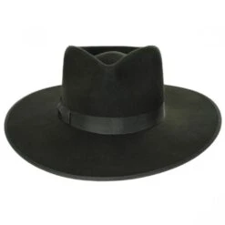 Wool Felt Rancher Fedora Hat - Forest Green