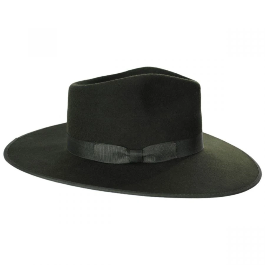 Wool Felt Rancher Fedora Hat - Forest Green 4 Wool Felt Rancher Fedora Hat - Forest Green - Image 2