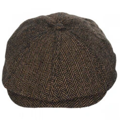 Brood Herringbone Wool Blend Newsboy Cap - Brown/Khaki