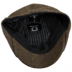 Brood Herringbone Wool Blend Newsboy Cap - Brown/Khaki -Novel Accessories 387372