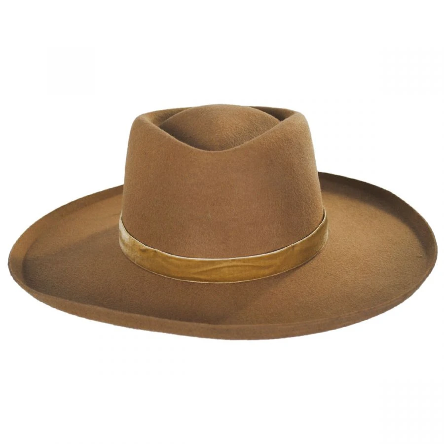 Val Diamond Crown Wool Felt Fedora Hat - Brown 3 Val Diamond Crown Wool Felt Fedora Hat - Brown