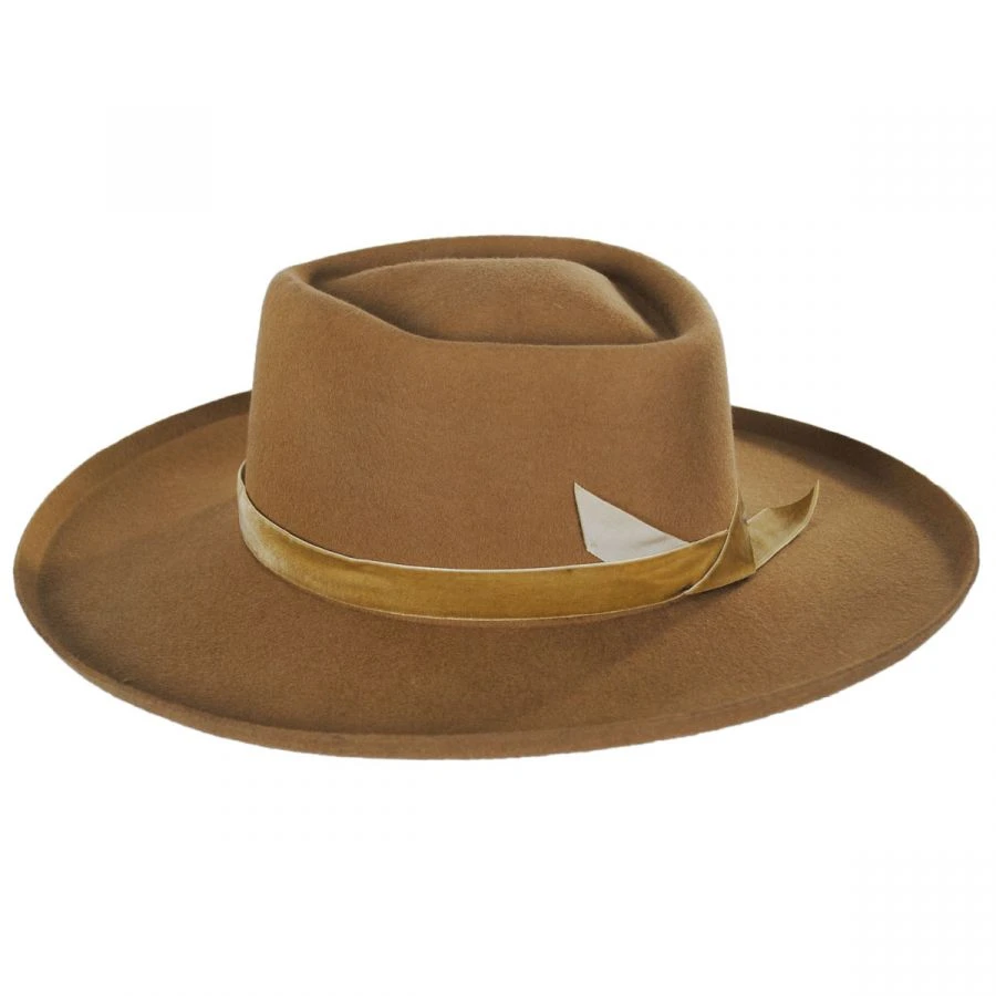 Val Diamond Crown Wool Felt Fedora Hat - Brown 4 Val Diamond Crown Wool Felt Fedora Hat - Brown - Image 2