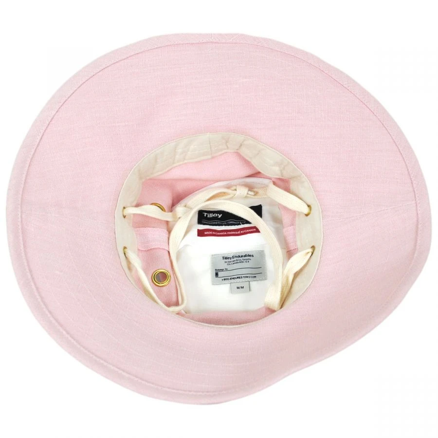 Broad Brim Hemp Fabric Sun Hat - Pink 5 Broad Brim Hemp Fabric Sun Hat - Pink - Image 3