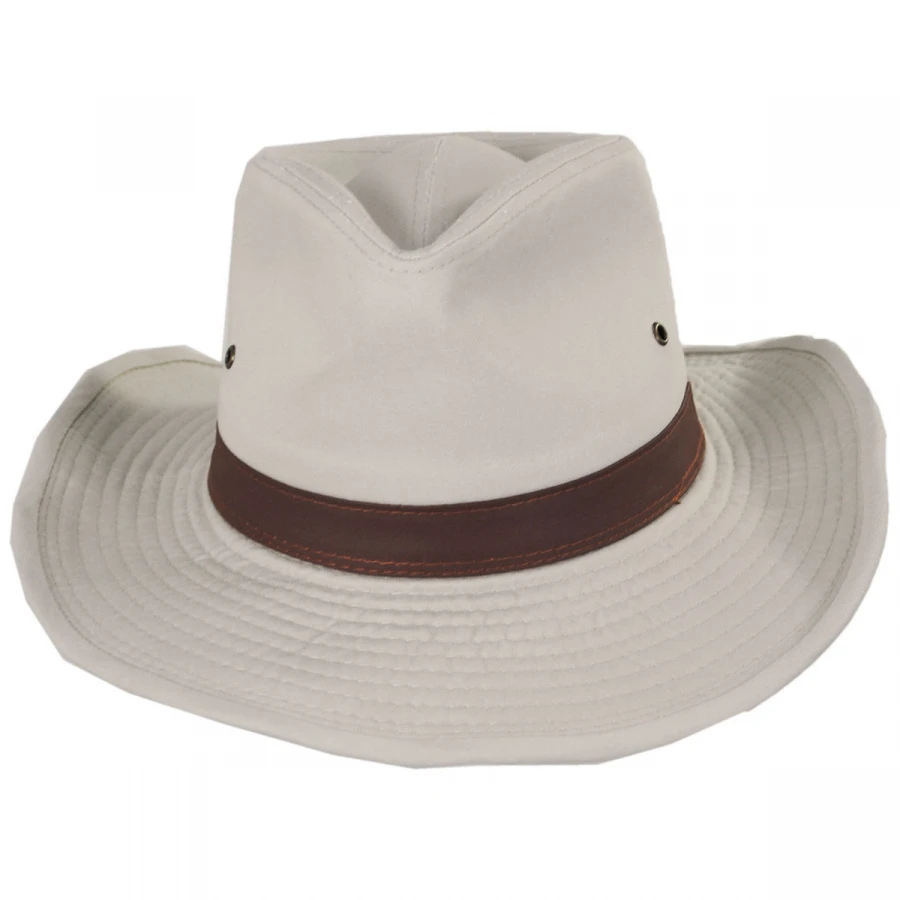 Cotton Twill Outback Fedora Hat 3 Cotton Twill Outback Fedora Hat