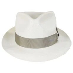 Cassatt Reversible Band Grade 8 Panama Straw Fedora Hat - Bleach