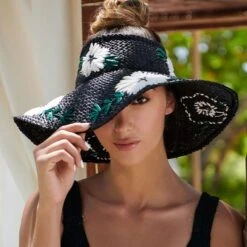 Fleur Raffia Straw Crownless Sun Hat -Novel Accessories 429671