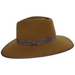 Jo Wool Felt Rancher Fedora Hat - Chestnut -Novel Accessories 430148