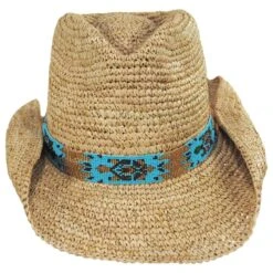 Mazatlan Crochet Raffia Straw Western Hat