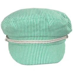 Ashland Cotton Houndstooth Fiddler's Cap - Mint Green