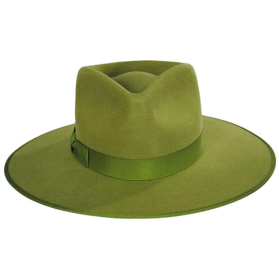 Wool Felt Rancher Fedora Hat - Light Green 3 Wool Felt Rancher Fedora Hat - Light Green