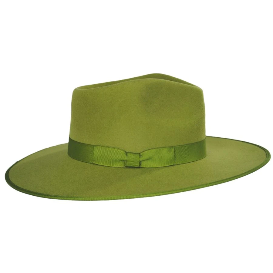 Wool Felt Rancher Fedora Hat - Light Green 4 Wool Felt Rancher Fedora Hat - Light Green - Image 2