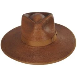 Jo Palm Straw Rancher Fedora Hat - Rust