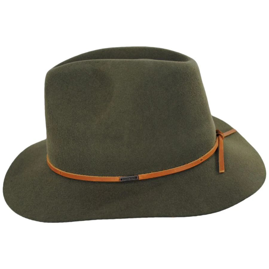 Wesley Wool Felt Floppy Fedora Hat - Army Green 4 Wesley Wool Felt Floppy Fedora Hat - Army Green - Image 2