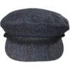 Wool Herringbone Plaid Fiddler Cap - Blue
