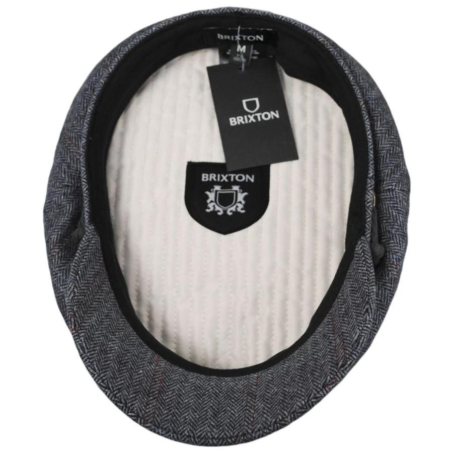Wool Herringbone Plaid Fiddler Cap - Blue 5 Wool Herringbone Plaid Fiddler Cap - Blue - Image 3