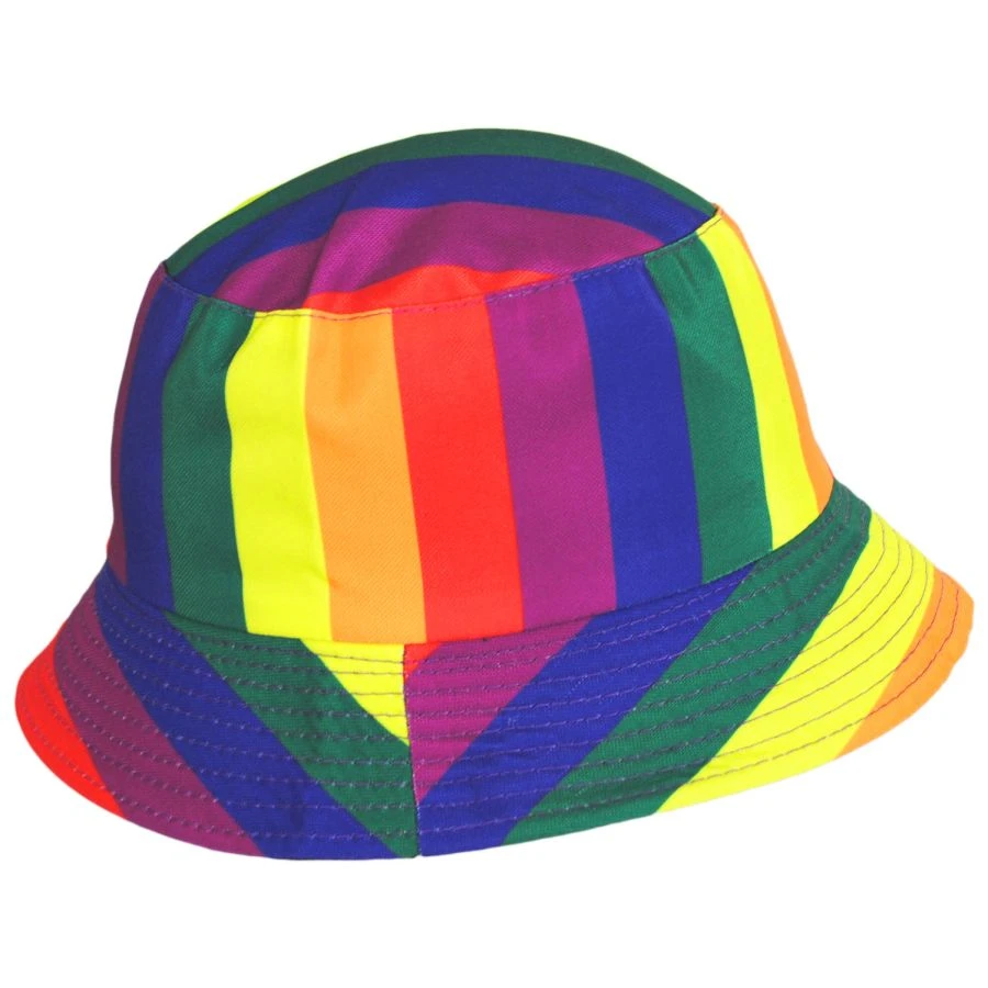 Rainbow Striped Cotton Reversible Bucket Hat 3 Rainbow Striped Cotton Reversible Bucket Hat