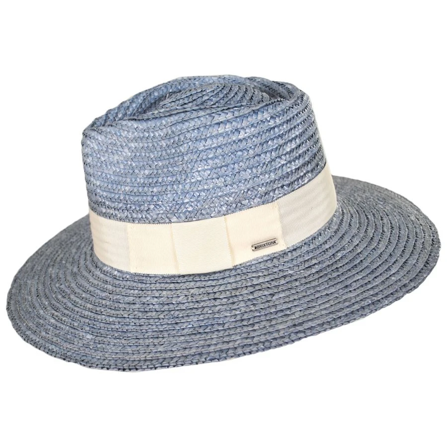Joanna Petite Brim Wheat Straw Fedora Hat - Light Gray 4 Joanna Petite Brim Wheat Straw Fedora Hat - Light Gray - Image 2