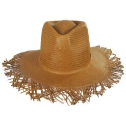 Jo Toyo Straw Frayed Fedora Hat - Copper