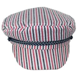 Ashland Seersucker Stripe Fiddler Cap - Red/White/Blue