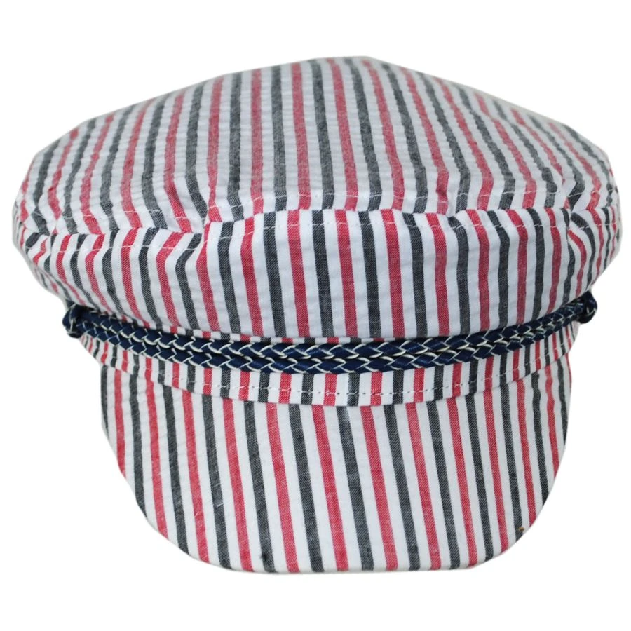 Ashland Seersucker Stripe Fiddler Cap - Red/White/Blue 3 Ashland Seersucker Stripe Fiddler Cap - Red/White/Blue