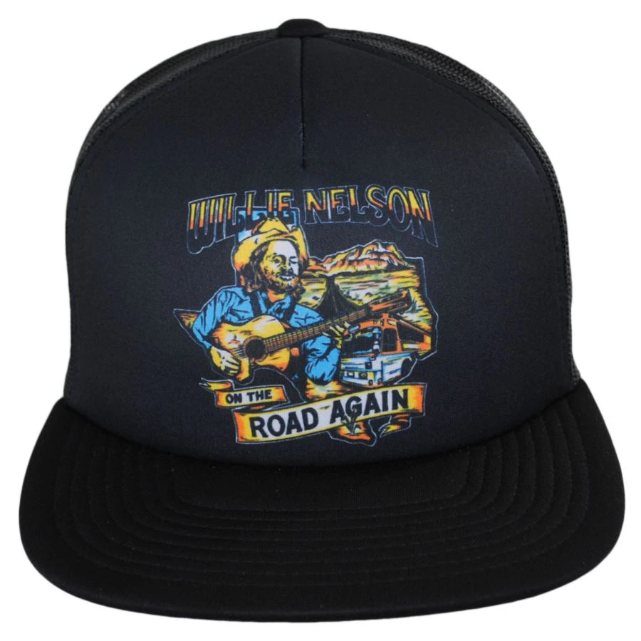 Willie Nelson Road Again MP Mesh Trucker Snapback Baseball Cap 3 Willie Nelson Road Again MP Mesh Trucker Snapback Baseball Cap