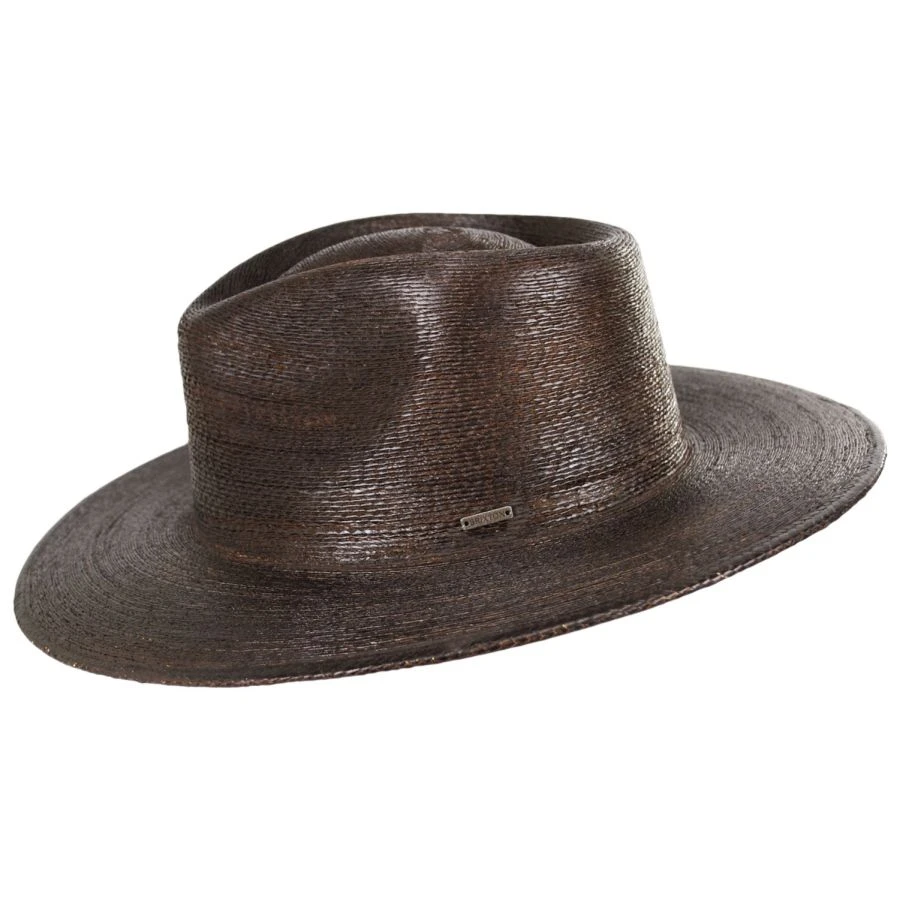 Marcos Palm Straw Fedora Hat - Dark Brown 4 Marcos Palm Straw Fedora Hat - Dark Brown - Image 2