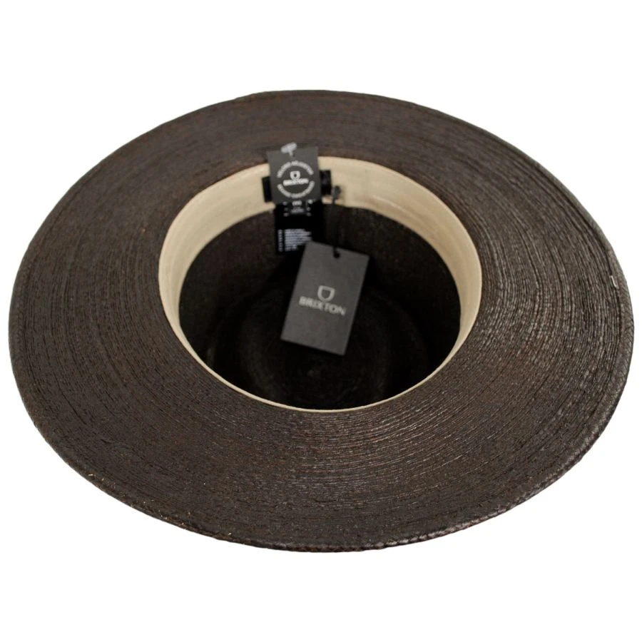 Marcos Palm Straw Fedora Hat - Dark Brown 5 Marcos Palm Straw Fedora Hat - Dark Brown - Image 3