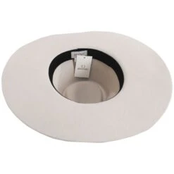 Leigh Wool Felt Wide Brim Fedora Hat - Off White -Novel Accessories 446682