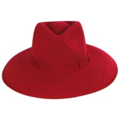 Jo Wool Felt Rancher Fedora Hat - Red